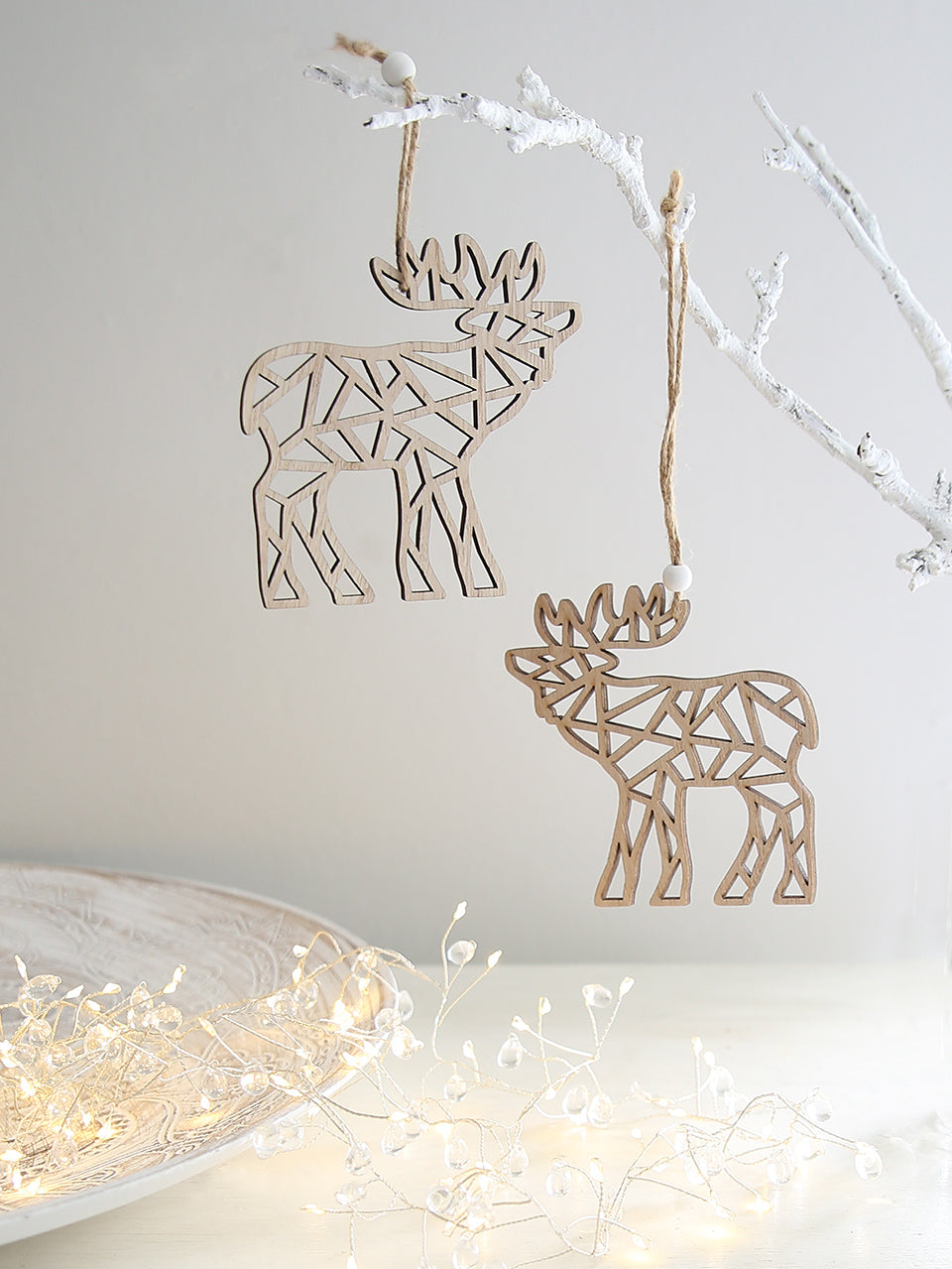 Ensemble de décorations suspendues géométriques en forme de cerf