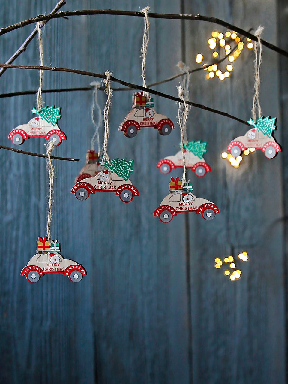 Ensemble de voitures de Noël en bois
